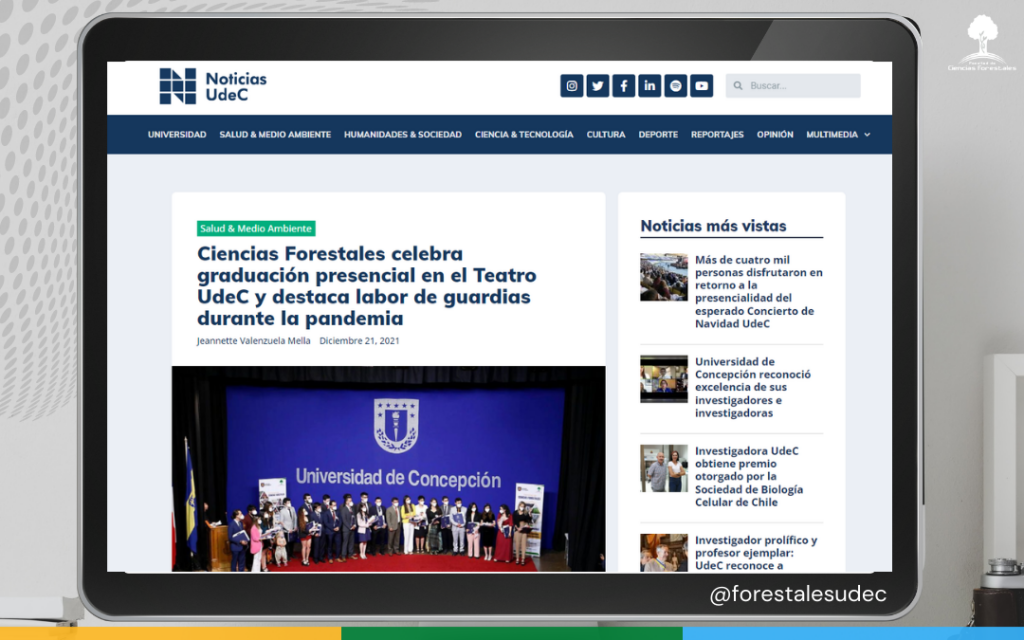 Ciencias Forestales celebra graduación presencial en el Teatro UdeC y destaca labor de guardias durante la pandemia