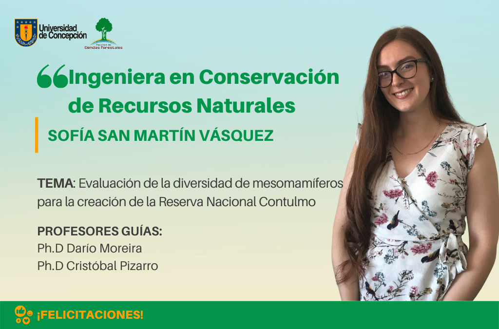La Srta. Sofía San Martín Vásquez es nuestra nueva Ingeniería en Conservación de Recursos Naturales. 