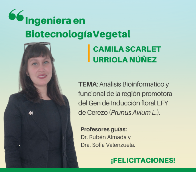Camila Urriola Núñez, nueva Ing. en Biotecnología Vegetal