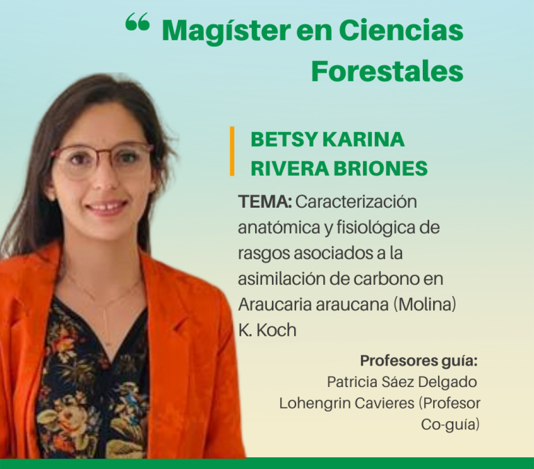 La Srta.  Betsy Rivera Briones es la primera Magíster en Ciencias Forestales  que defiende su tesis en la “nueva presencialidad”.