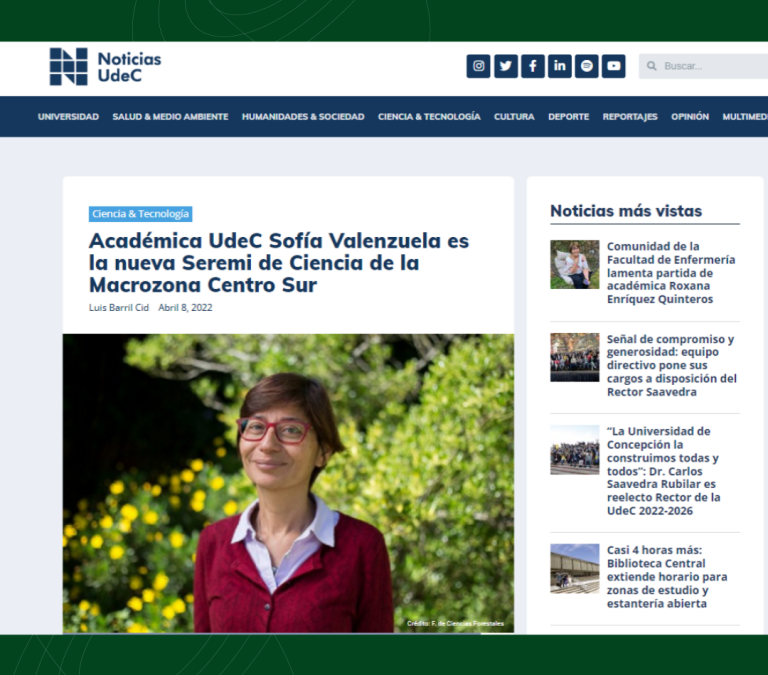 Académica UdeC Sofía Valenzuela es la nueva Seremi de Ciencia de la Macrozona Centro Sur