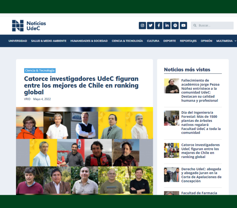 Catorce investigadores UdeC figuran entre los mejores de Chile en ranking global