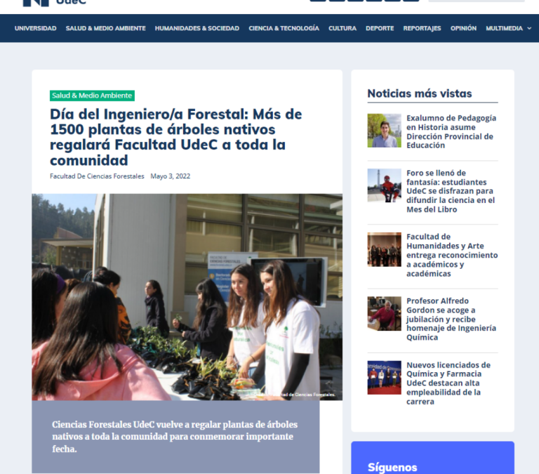 NOTICIAS UDEC: Día del Ingeniero/a Forestal: Más de 1500 plantas de árboles nativos regalará Facultad UdeC a toda la comunidad