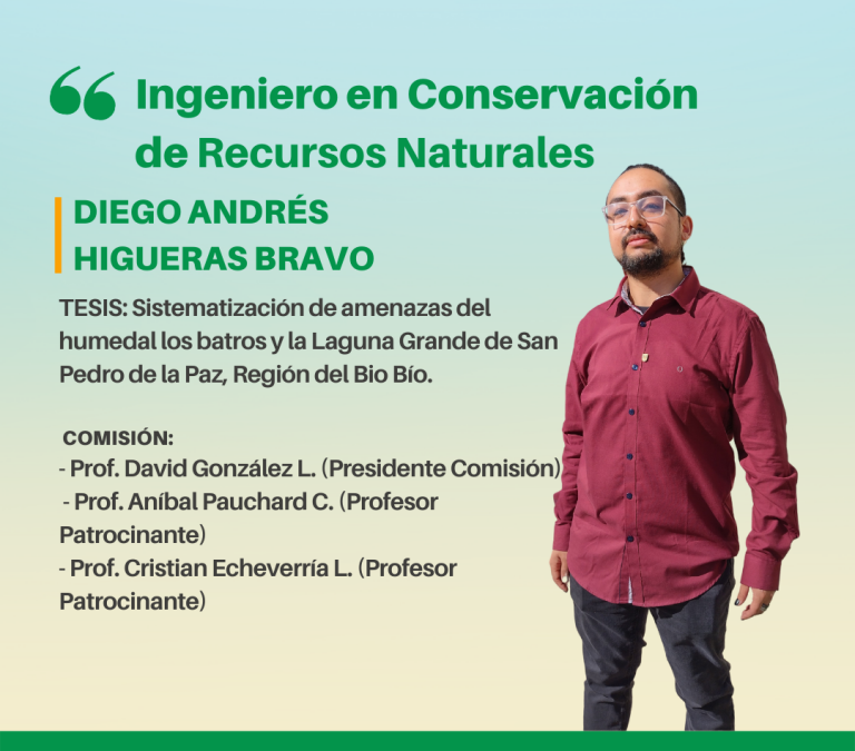 El Sr. Diego Andrés Higueras Bravo es nuestro nuevo Ingeniero en Conservación de Recursos Naturales.