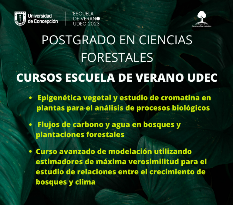 ESCUELA DE VERANO UDEC 2023 – Organizados por el Programa de Postgrado en Ciencias Forestales