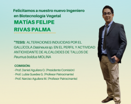 El Sr. Matías Felipe Rivas Palma es nuestro nuevo Ingeniero en Biotecnología Vegetal UdeC