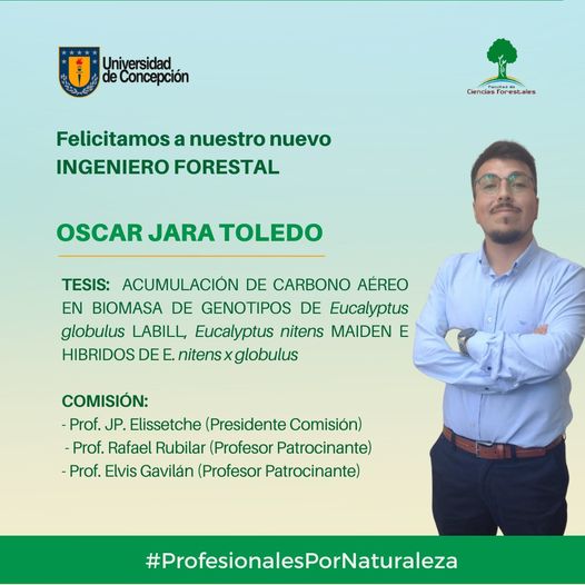 Oscar Jara Toledo es nuestro nuevo Ingeniero Forestal