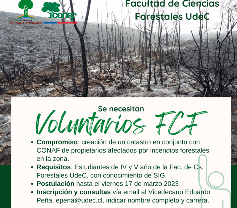 Se necesitan voluntarios de C.s Forestales para comunas afectadas en Bio Bío